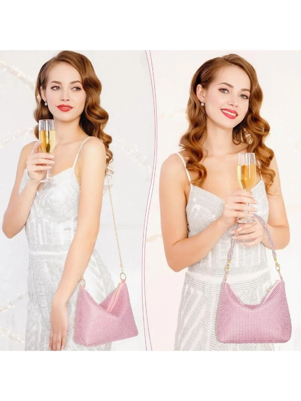Glittering Evening Clutch Bag - Rhinestone Purse for Party & Wedding Events